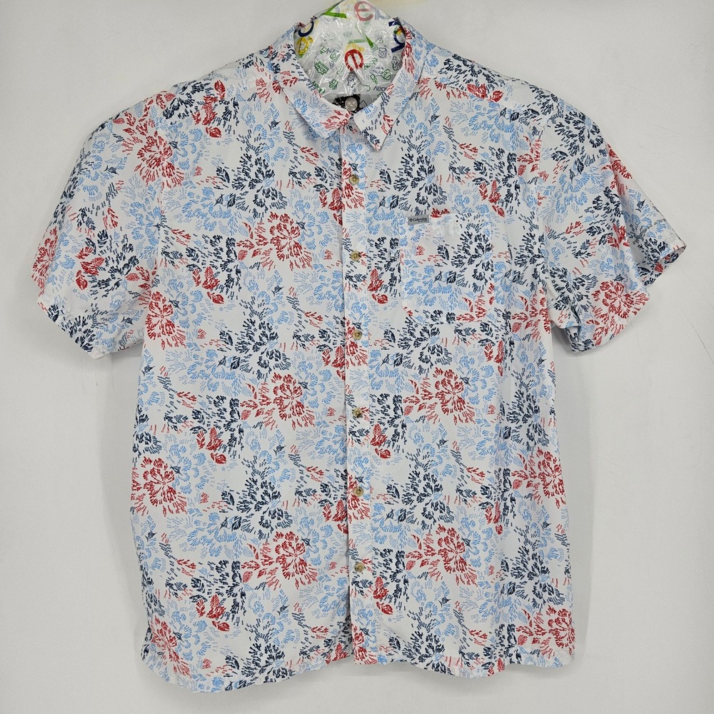 Columbia Shirt Mens XXL Short Sleeve‎ Vented Patriotic Omni Shade Red Blue White
